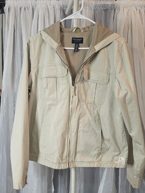 #257 American Eagle Outfitters Light Khaki Hooded Field Jacket